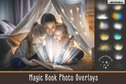 Magic Book Light Photo PNG Overlays